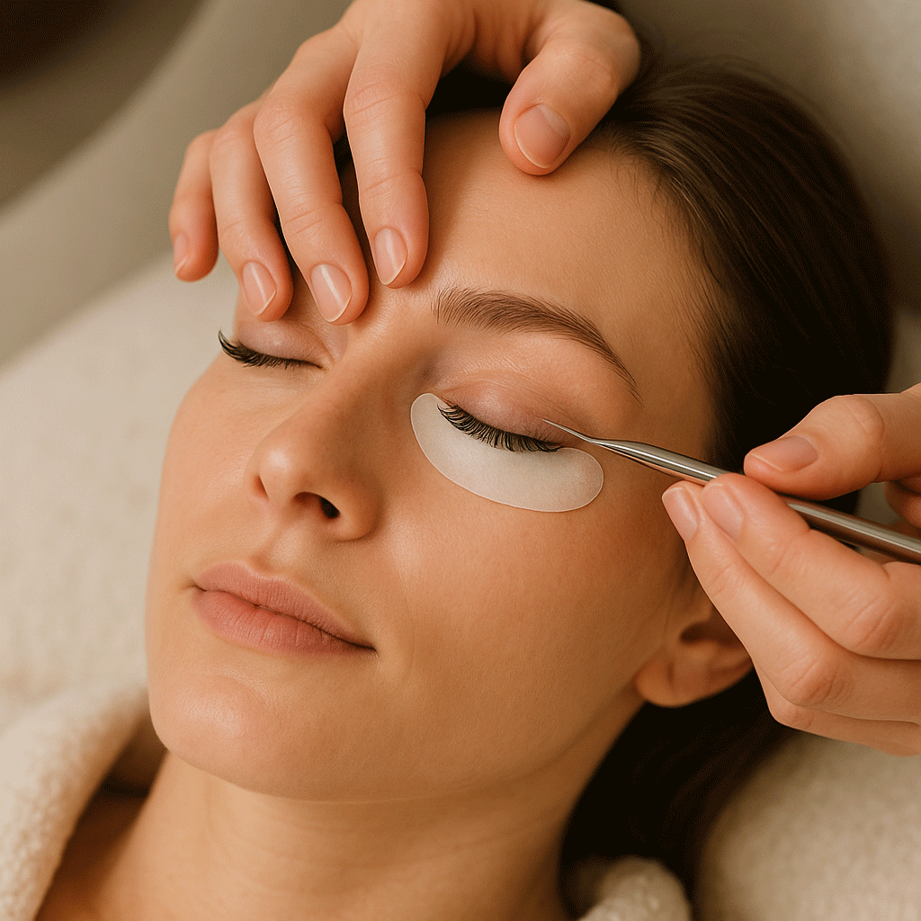 Professionelles Wimpernlifting bei Kundin zuhause durchgeführt
